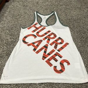Women’s Miami Hurricanes Dri-Fit tank top.